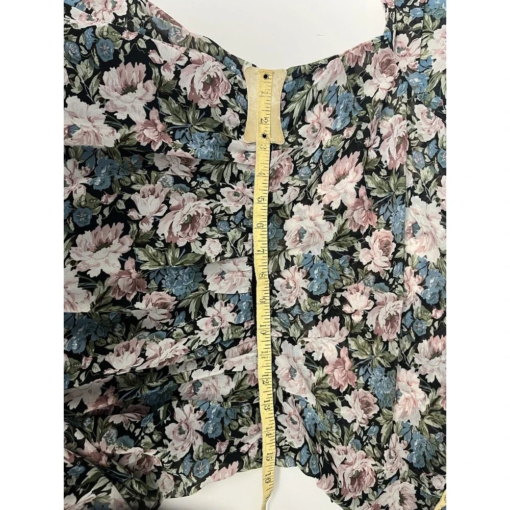 En Saison Floral Midi Dress Small Tiered Pastel Chiffon Rose‎ Cottagecore